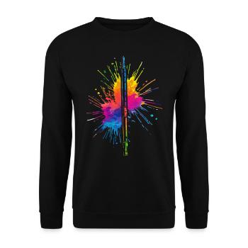Flûte, Jouer de la flûte, - Sweat-shirt Unisexe - noir - Devant - Alina (178cm) & Michal (187cm)