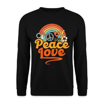 Friedensliebe Hippie - Unisex Pullover - Schwarz - Vorne - Alina (178cm) & Michal (187cm)