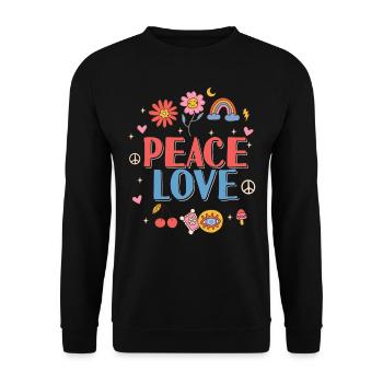 Friedensliebe Hippie - Unisex Pullover - Schwarz - Vorne - Alina (178cm) & Michal (187cm)