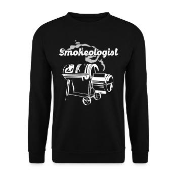 Smokoligist, BBQ, Grill, - Unisex Sweatshirt - black - Front - Alina (178cm) & Michal (187cm)