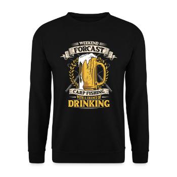 Karpfen Angeln Und Trinken. - Unisex Pullover - Schwarz - Vorne - Alina (178cm) & Michal (187cm)