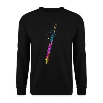 Flûte, Jouer de la flûte, - Sweat-shirt Unisexe - noir - Devant - Alina (178cm) & Michal (187cm)