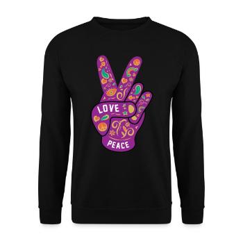 Friedensliebe Hippie - Unisex Pullover - Schwarz - Vorne - Alina (178cm) & Michal (187cm)