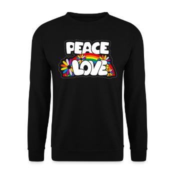 Friedensliebe Hippie - Unisex Pullover - Schwarz - Vorne - Alina (178cm) & Michal (187cm)