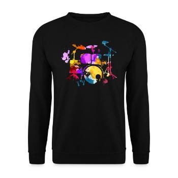 Schlagzeug, Schlagzeuger - Unisex Pullover - Schwarz - Vorne - Alina (178cm) & Michal (187cm)