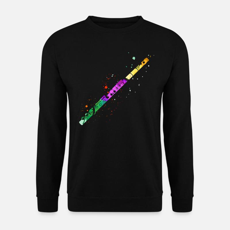 Flute, Playing the flute, - Unisex Sweatshirt - black