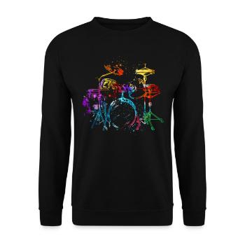Schlagzeug, Schlagzeuger - Unisex Pullover - Schwarz - Vorne - Alina (178cm) & Michal (187cm)
