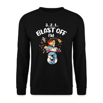 Blast Off Ich Bin 8 Jahre Alt, 8. Geburtstag - Unisex Pullover - Schwarz - Vorne - Alina (178cm) & Michal (187cm)