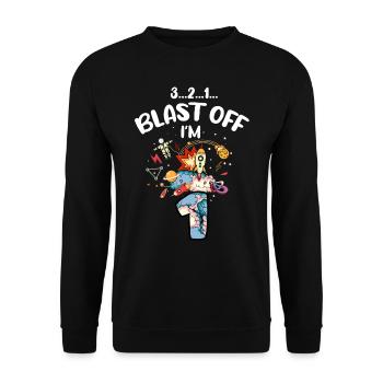 Blast Off J’ai 1 an, 1er anniversaire - Sweat-shirt Unisexe - noir - Devant - Alina (178cm) & Michal (187cm)