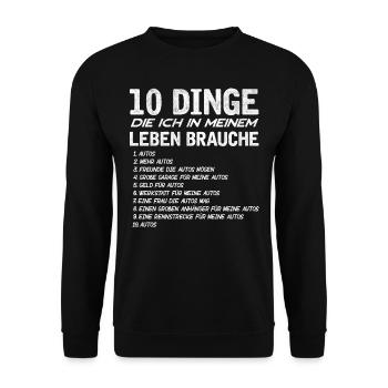 Autoliebhaber, Auto -Guy -Geschenk, Autosammler - Unisex Pullover - Schwarz - Vorne - Alina (178cm) & Michal (187cm)