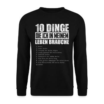Autoliebhaber, Auto -Guy -Geschenk, Autosammler - Unisex Pullover - Schwarz - Vorne - Alina (178cm) & Michal (187cm)