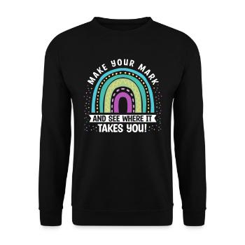 Machen Sie Sich Einen Zeichen Und Sehen Sie - Unisex Pullover - Schwarz - Vorne - Alina (178cm) & Michal (187cm)