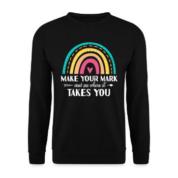 Machen Sie Sich Einen Zeichen Und Sehen Sie - Unisex Pullover - Schwarz - Vorne - Alina (178cm) & Michal (187cm)
