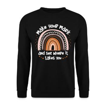 Machen Sie Sich Einen Zeichen Und Sehen Sie - Unisex Pullover - Schwarz - Vorne - Alina (178cm) & Michal (187cm)