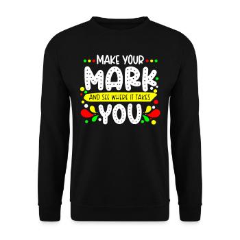 Machen Sie Sich Einen Zeichen Und Sehen Sie - Unisex Pullover - Schwarz - Vorne - Alina (178cm) & Michal (187cm)