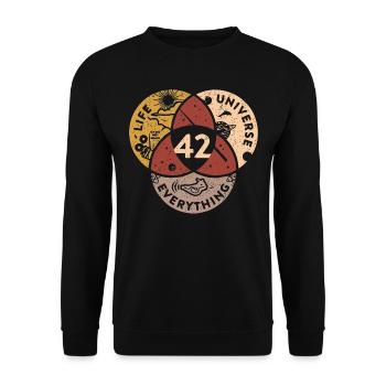 42 Life Universe Everything - Unisex Sweatshirt - black - Front - Alina (178cm) & Michal (187cm)