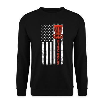 Discgolf, Discgolf US -Flagge - Unisex Pullover - Schwarz - Vorne - Alina (178cm) & Michal (187cm)