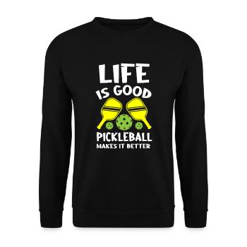 Pickleball-Spieler - Unisex Pullover - Schwarz - Vorne - Alina (178cm) & Michal (187cm)