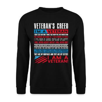 Veterans Credo, Veterans - Unisex Sweatshirt - black - Front - Alina (178cm) & Michal (187cm)