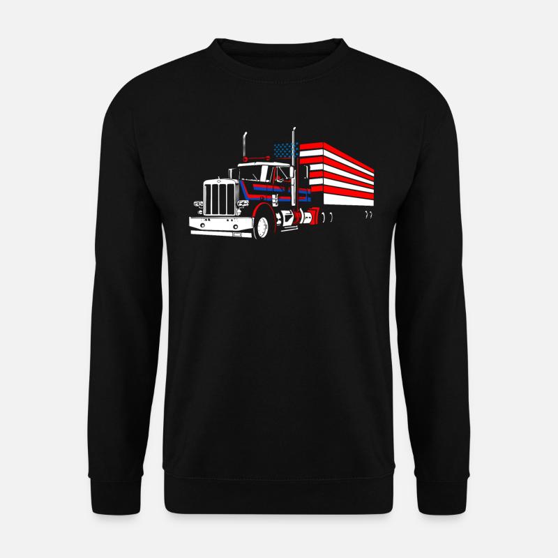 Camionneur Drapeau américain - Sweat-shirt Unisexe - noir
