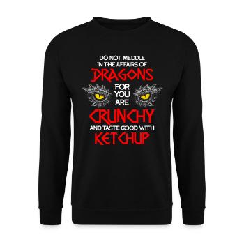 Citation de ketchup de dragon, dragon - Sweat-shirt Unisexe - noir - Devant - Alina (178cm) & Michal (187cm)