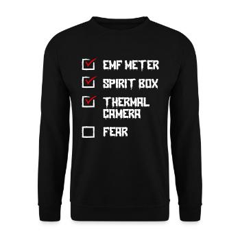 Ghost Hunter, compteur EMF, caméra thermique - Sweat-shirt Unisexe - noir - Devant - Alina (178cm) & Michal (187cm)