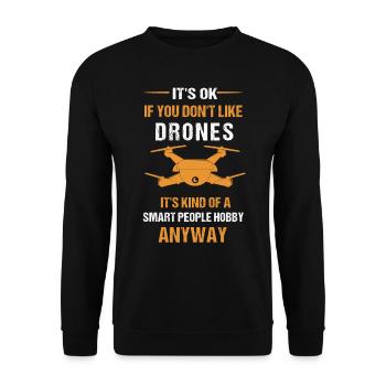 Drohnenpilot, Luftdrohne, Multicopter, - Unisex Pullover - Schwarz - Vorne - Alina (178cm) & Michal (187cm)
