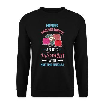 Knitting, Sewing Queen, Sewing Time - Unisex Sweatshirt - black - Front - Alina (178cm) & Michal (187cm)