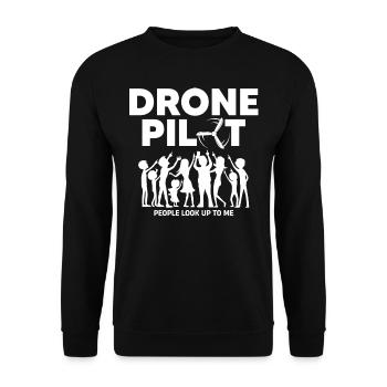 Drones, drones, drone flying - Unisex Sweatshirt - black - Front - Alina (178cm) & Michal (187cm)