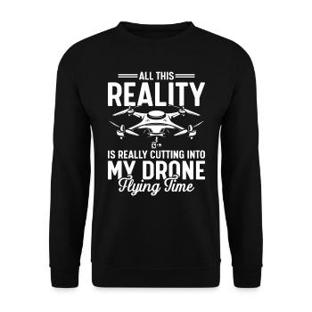 Drones, drones, drone flying - Unisex Sweatshirt - black - Front - Alina (178cm) & Michal (187cm)