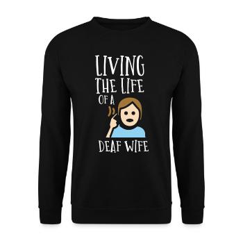 Deaf pride, hearing, disabled, deafness - Unisex Sweatshirt - black - Front - Alina (178cm) & Michal (187cm)