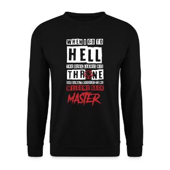 Hell and Master, Funny - Unisex Sweatshirt - black - Front - Alina (178cm) & Michal (187cm)
