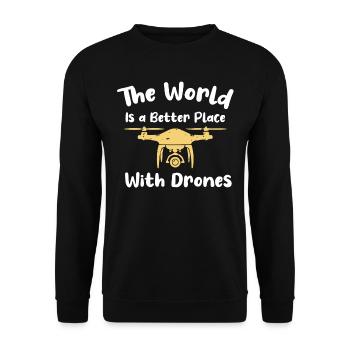 Drone flying, drones, drones, model aircraft - Unisex Sweatshirt - black - Front - Alina (178cm) & Michal (187cm)