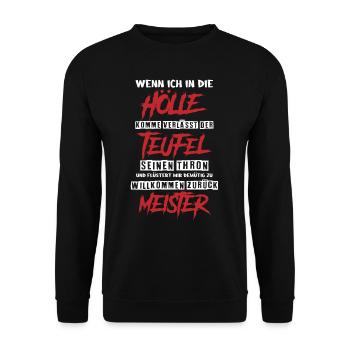 Hell and Master, Funny - Unisex Sweatshirt - black - Front - Alina (178cm) & Michal (187cm)