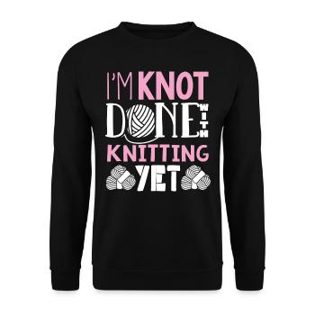 Knitting, Crochet, Sewing, Yarn, Crochet, Knitter - Unisex Sweatshirt - black - Front - Alina (178cm) & Michal (187cm)