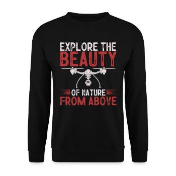 Drone flying, aerial drones, multicopters, drones - Unisex Sweatshirt - black - Front - Alina (178cm) & Michal (187cm)