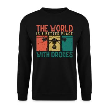 Drone flying, aerial drones, multicopters, drones - Unisex Sweatshirt - black - Front - Alina (178cm) & Michal (187cm)