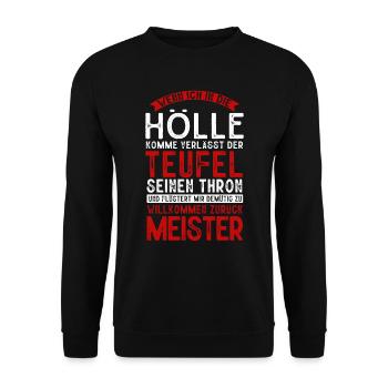 Hölle Und Meister, Lustig Sarkastisch - Unisex Pullover - Schwarz - Vorne - Alina (178cm) & Michal (187cm)