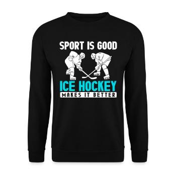 CE hockey player, ice hockey stick, ice hockey - Unisex Sweatshirt - black - Front - Alina (178cm) & Michal (187cm)