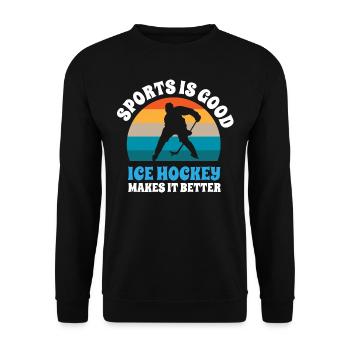 CE hockey player, ice hockey stick, ice hockey - Unisex Sweatshirt - black - Front - Alina (178cm) & Michal (187cm)