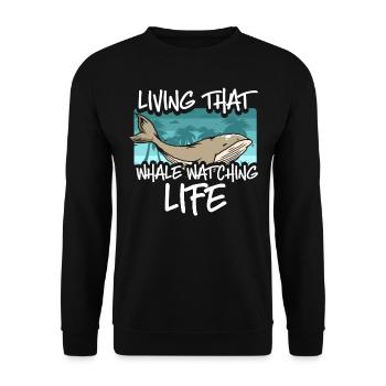 Walbeobachtung, Meeresbiologie, Meereswissenschaft - Unisex Pullover - Schwarz - Vorne - Alina (178cm) & Michal (187cm)