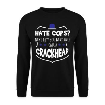 Polizeibeamter Uniformkostüm - Unisex Pullover - Schwarz - Vorne - Alina (178cm) & Michal (187cm)