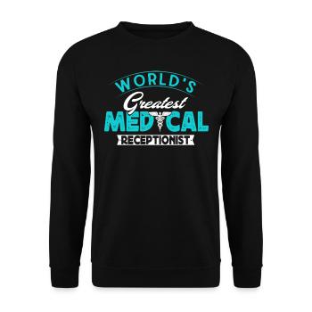 Arzthelferin, Rezeptionisten - Unisex Pullover - Schwarz - Vorne - Alina (178cm) & Michal (187cm)