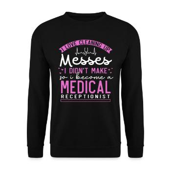 Arzthelferin, Rezeptionisten - Unisex Pullover - Schwarz - Vorne - Alina (178cm) & Michal (187cm)