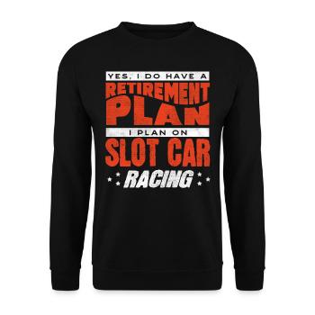 Slotcar-Rennen, Petrolhead, Autoliebhaber - Unisex Pullover - Schwarz - Vorne - Alina (178cm) & Michal (187cm)