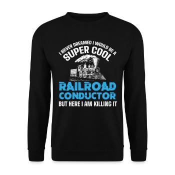 Railway Ladder, Railway Railfan - Unisex Sweatshirt - black - Front - Alina (178cm) & Michal (187cm)