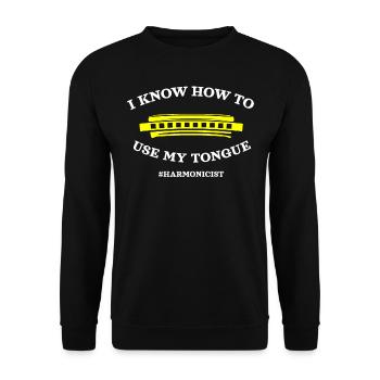 Harmonica player, Harmonica music - Unisex Sweatshirt - black - Front - Alina (178cm) & Michal (187cm)
