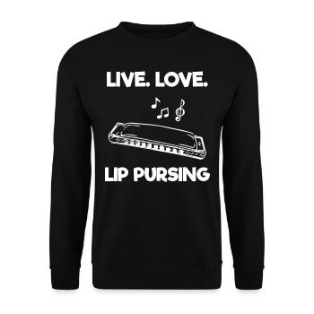 Harmonica player, Harmonica music - Unisex Sweatshirt - black - Front - Alina (178cm) & Michal (187cm)