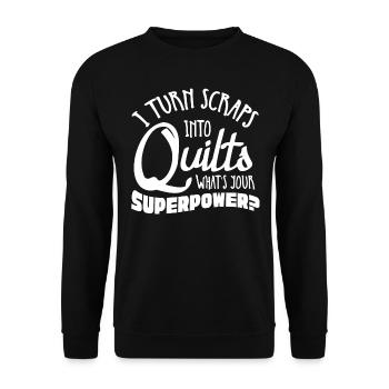 Quilten, Stricken, Nähen, Quilter - Unisex Pullover - Schwarz - Vorne - Alina (178cm) & Michal (187cm)