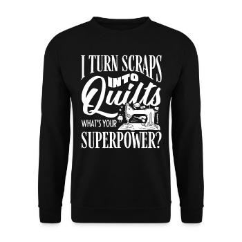 Quilten, Stricken, Nähen, Quilter - Unisex Pullover - Schwarz - Vorne - Alina (178cm) & Michal (187cm)
